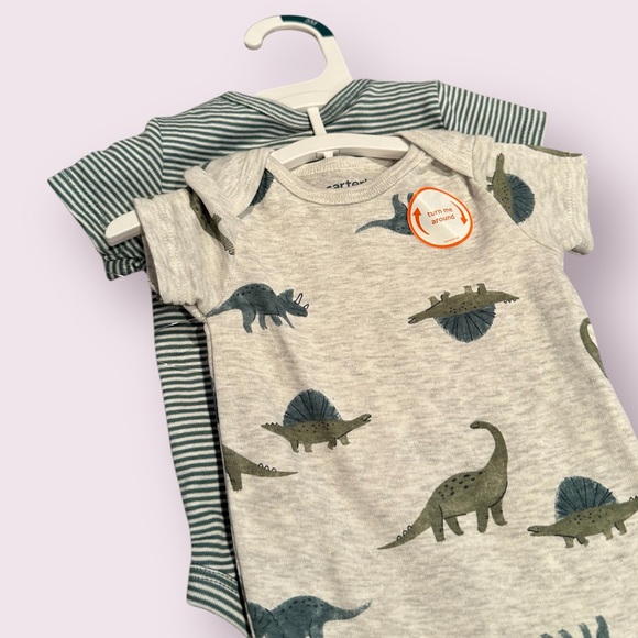NWT Baby Carter's Dinosaur Baby Bodysuit Set With Sweatpants Size 3 Months - Picture 4 of 9